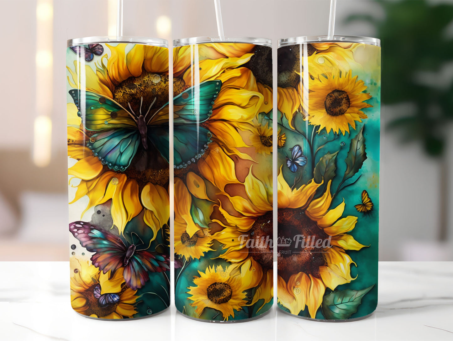 Sunflower and Butterfly Tumbler